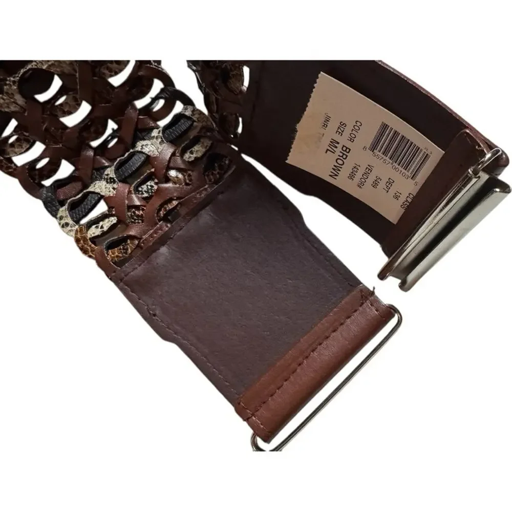 Brown Woven Stretch  Fashion Statement Belt Sz M/L